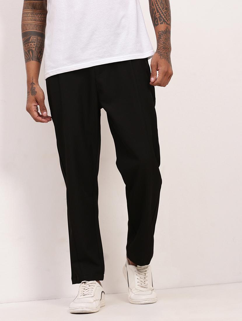 men black solid ankle length korean pants - 21696011 -  Standard Image - 1