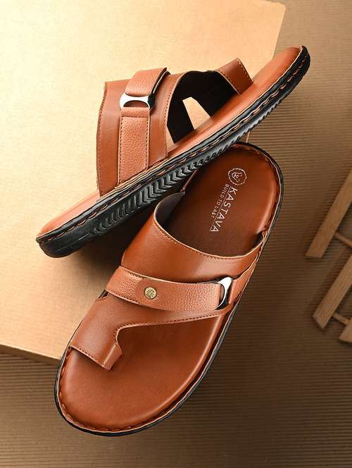 men brown slip on slippers - 21696019 -  Standard Image - 0
