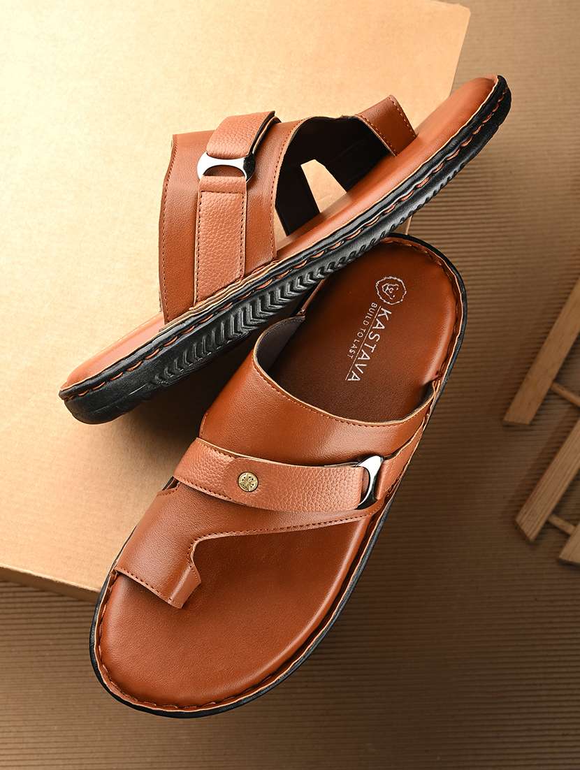 men brown slip on slippers