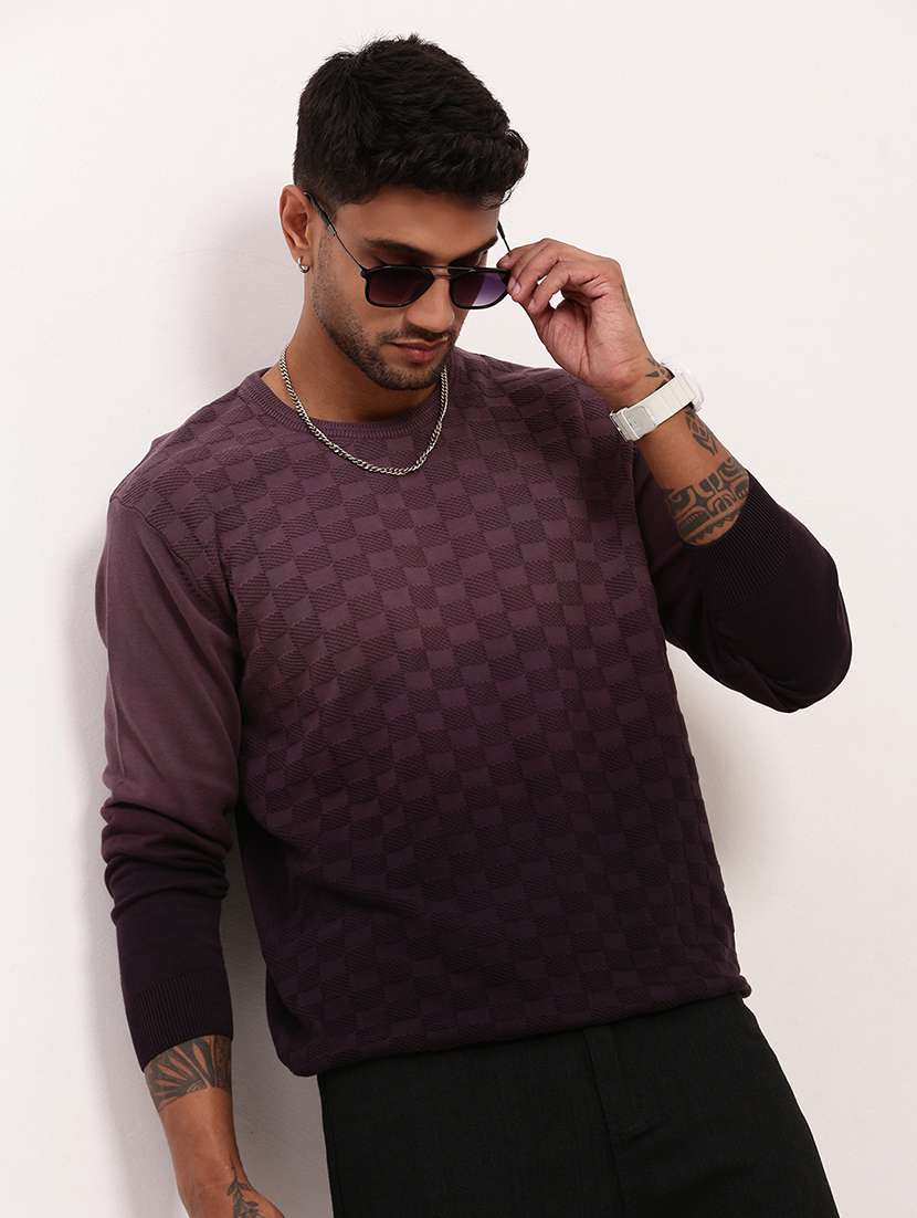 men purple ombre long sleeve pullover - 21696053 -  Standard Image - 1