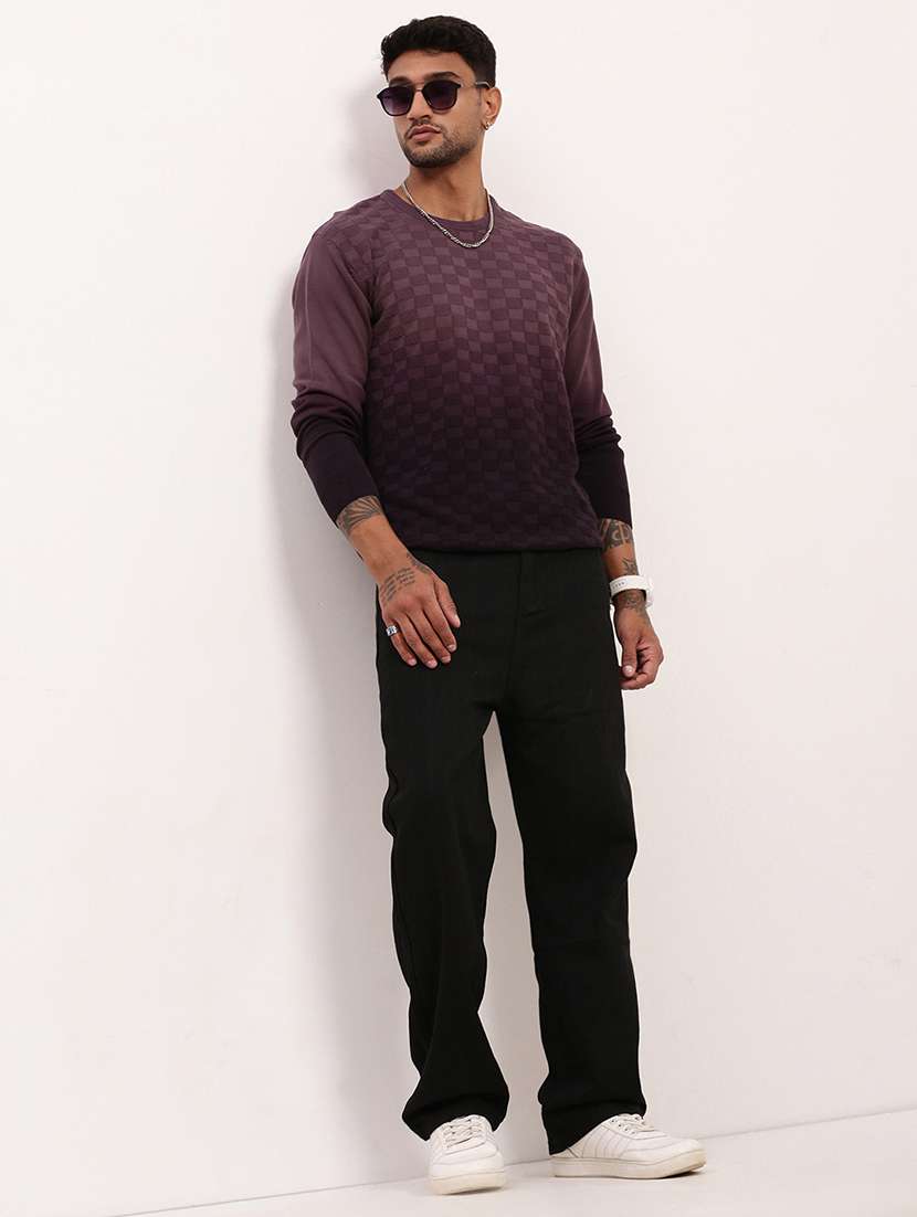 men purple ombre long sleeve pullover - 21696053 -  Standard Image - 4