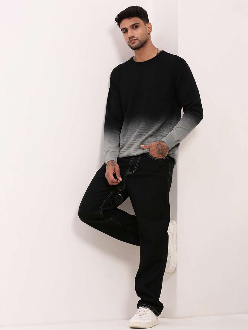 men black ombre long sleeve pullover - 21696054 -  Standard Image - 4