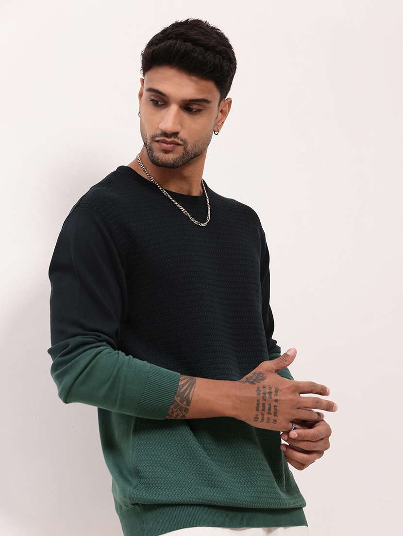 men green ombre long sleeve pullover - 21696056 -  Standard Image - 1