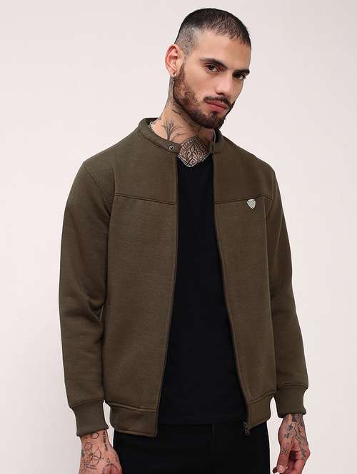 men solid front-open long sleeve sweatshirts - 21696058 - Standard Image - 0