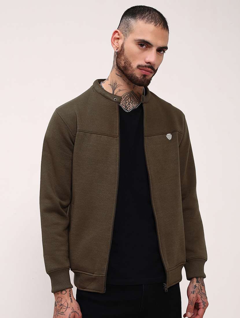 men solid front-open long sleeve sweatshirts - 21696058 - Zoom Image - 0