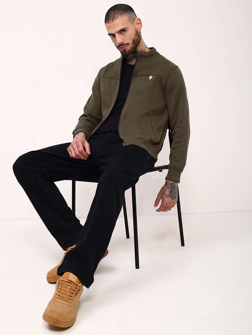 men solid front-open long sleeve sweatshirts - 21696058 - Standard Image - 4