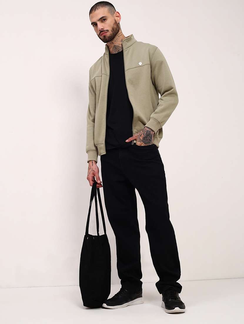 men solid front-open long sleeve sweatshirts - 21696060 - Standard Image - 4