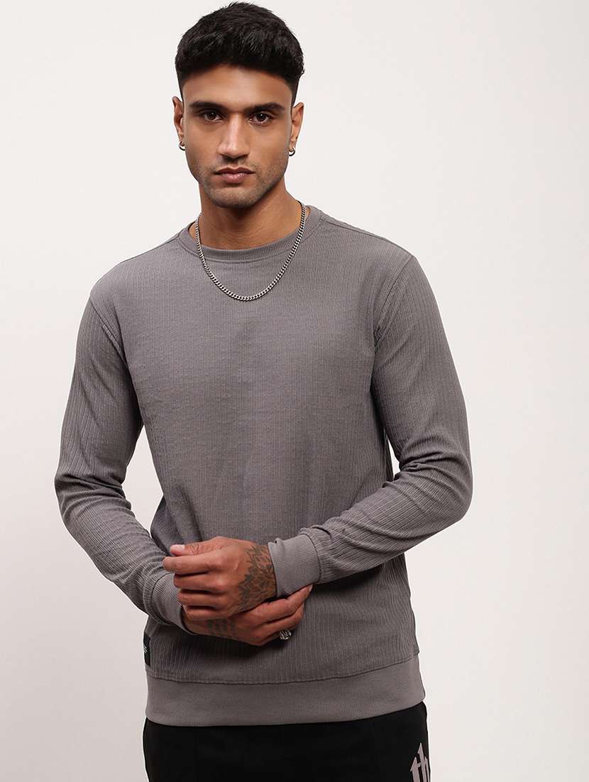 men solid long sleeve sweatshirt