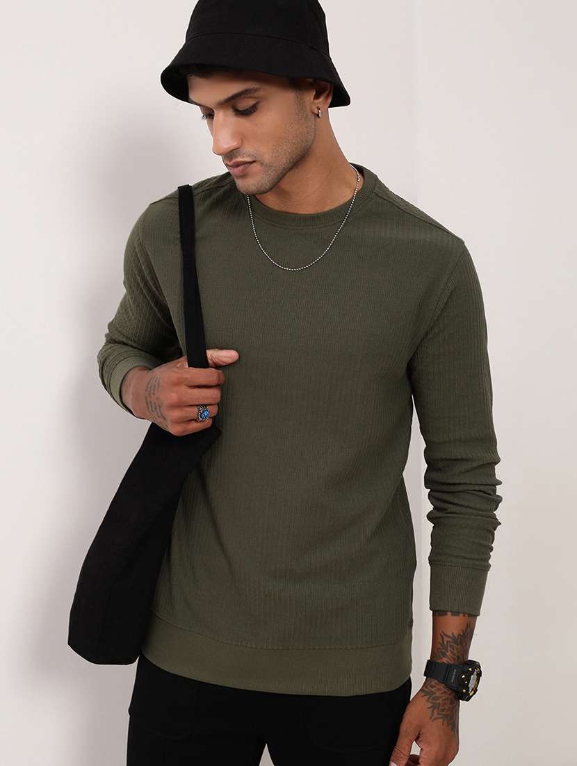 men solid long sleeve sweatshirt - 21696066 -  Standard Image - 1