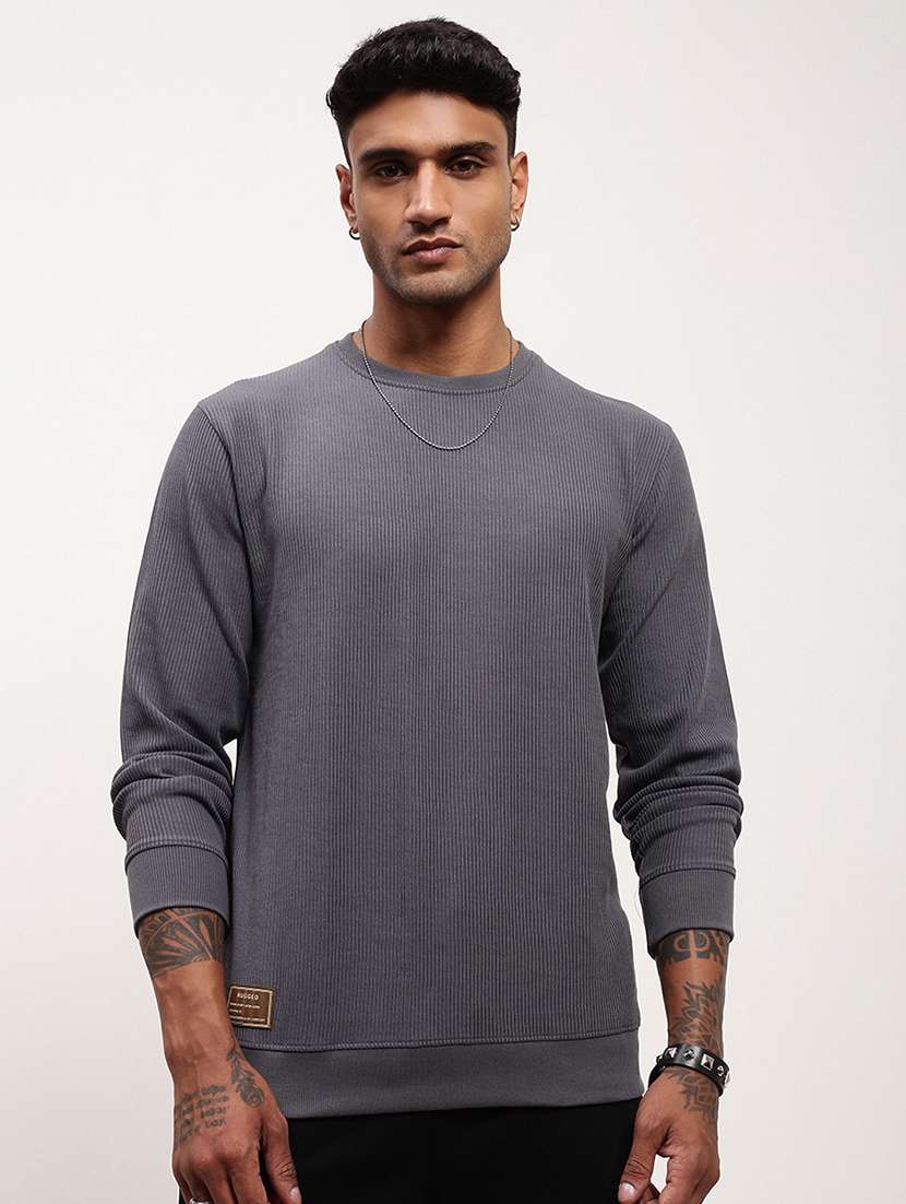 men solid long sleeve sweatshirt