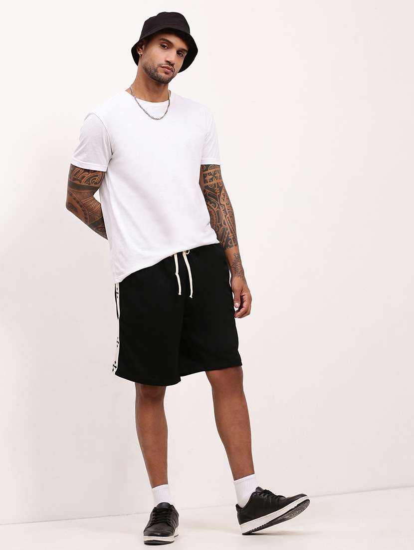 men side taped mid rise regular fit shorts - 21696079 -  Standard Image - 4