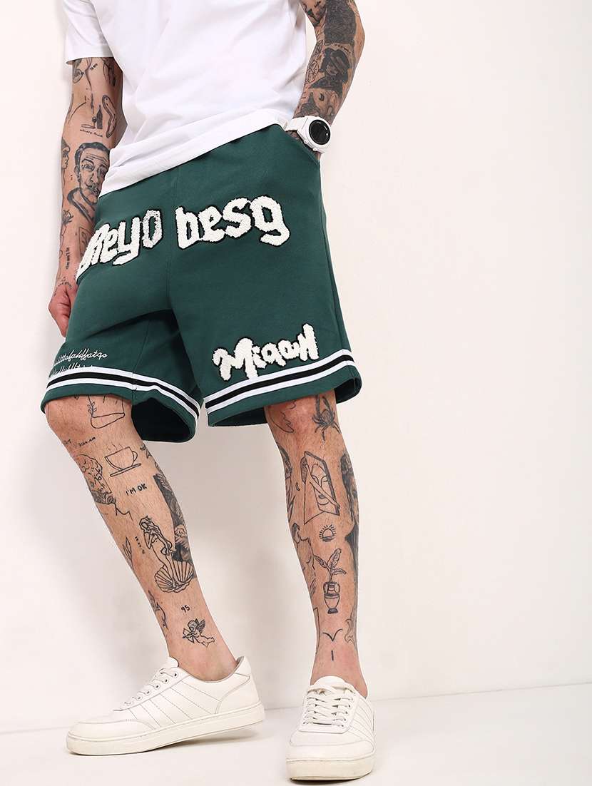 men typographic mid rise regular fit shorts - 21696084 -  Standard Image - 1