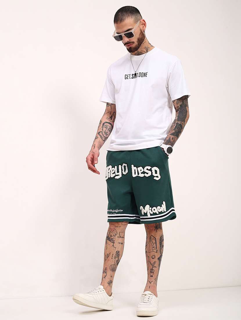men typographic mid rise regular fit shorts - 21696084 -  Standard Image - 4