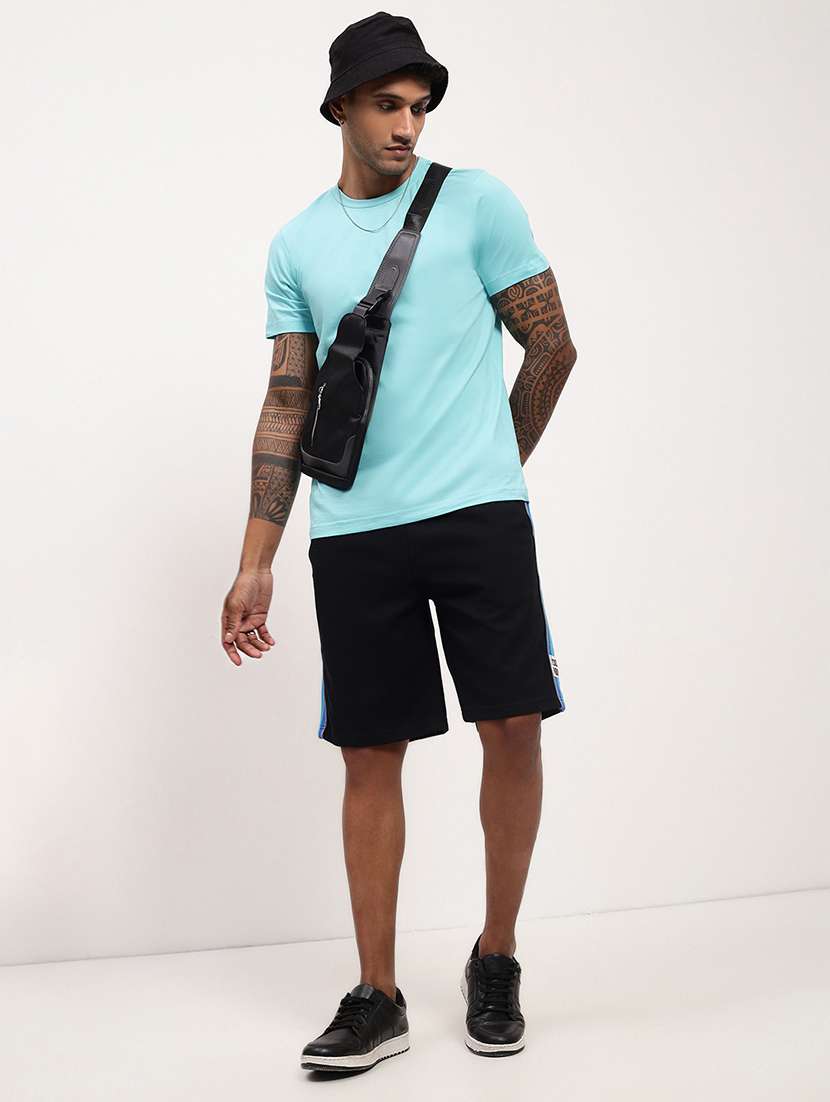 men side taped mid rise regular fit shorts - 21696089 - Standard Image - 4