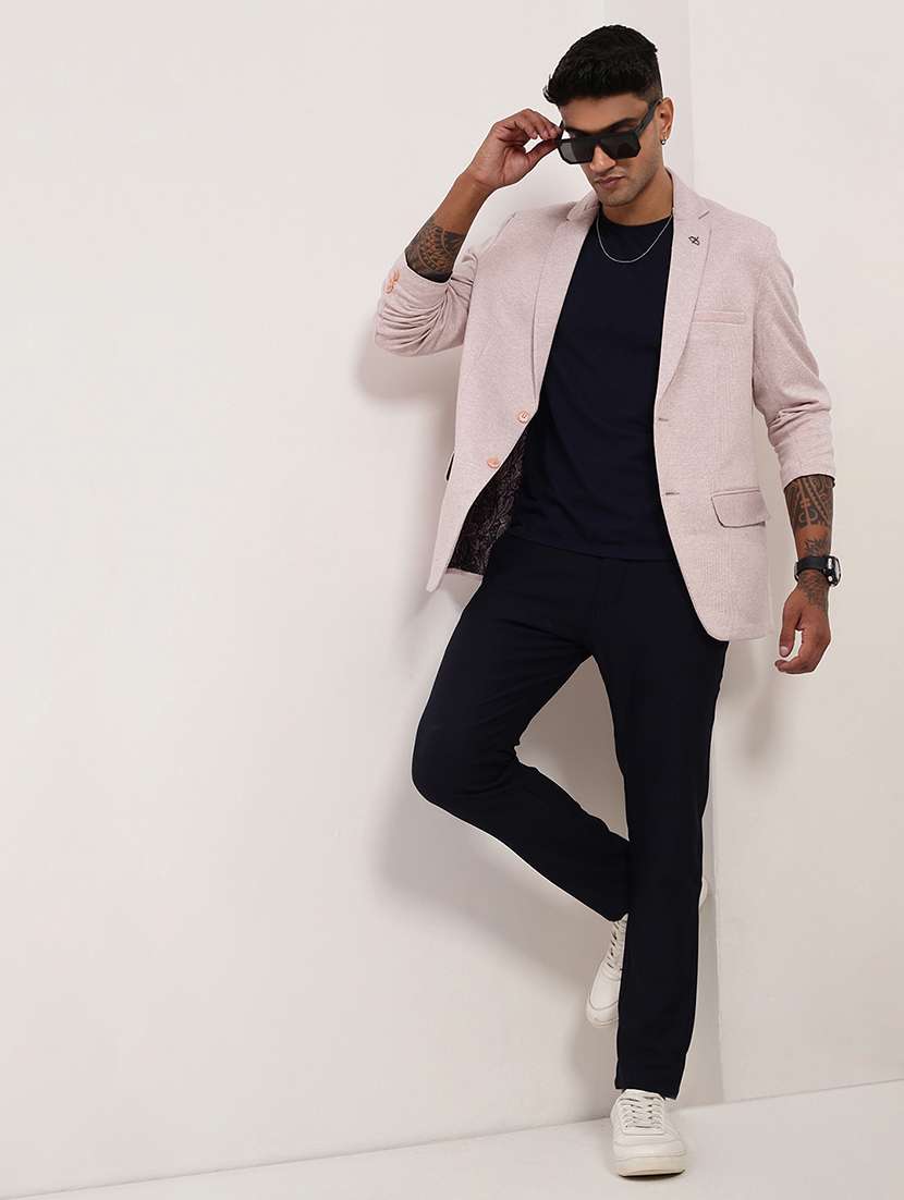 men solid single breasted casual blazer - 21696102 -  Standard Image - 4