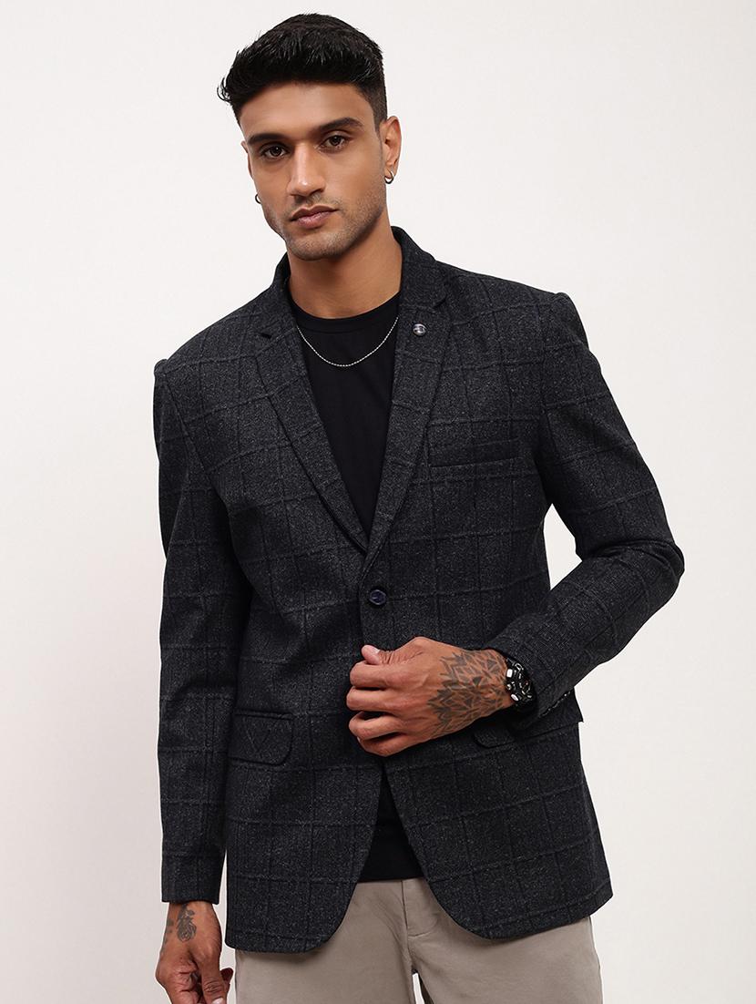 men checks single breasted casual blazer - 21696103 -  Zoom Image - 0