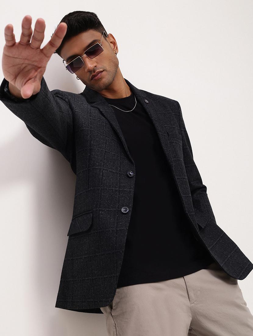 men checks single breasted casual blazer - 21696103 -  Standard Image - 1