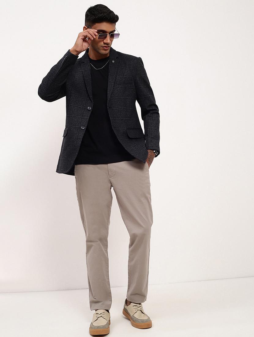 men checks single breasted casual blazer - 21696103 - Standard Image - 4