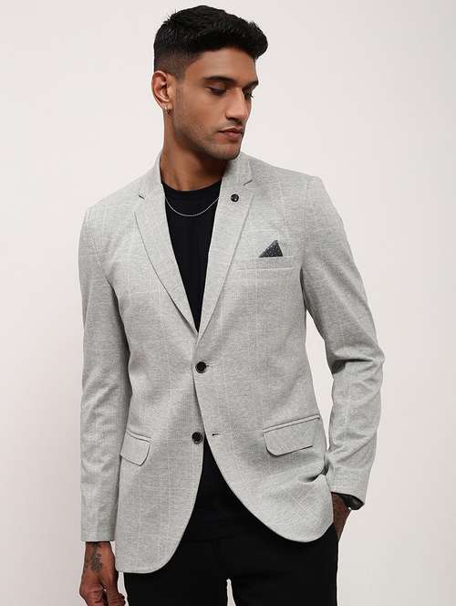 men checks single breasted casual blazer - 21696104 -  Standard Image - 0