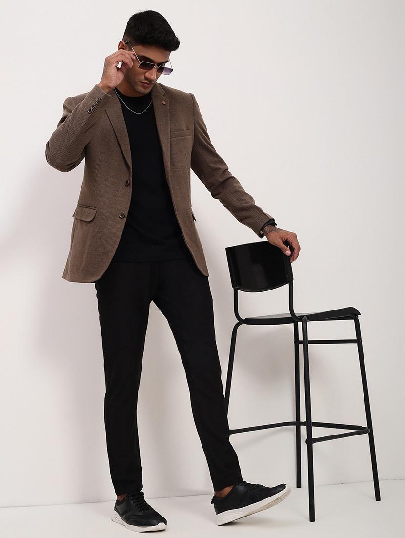 men solids single breasted casual blazer - 21696105 - Standard Image - 4
