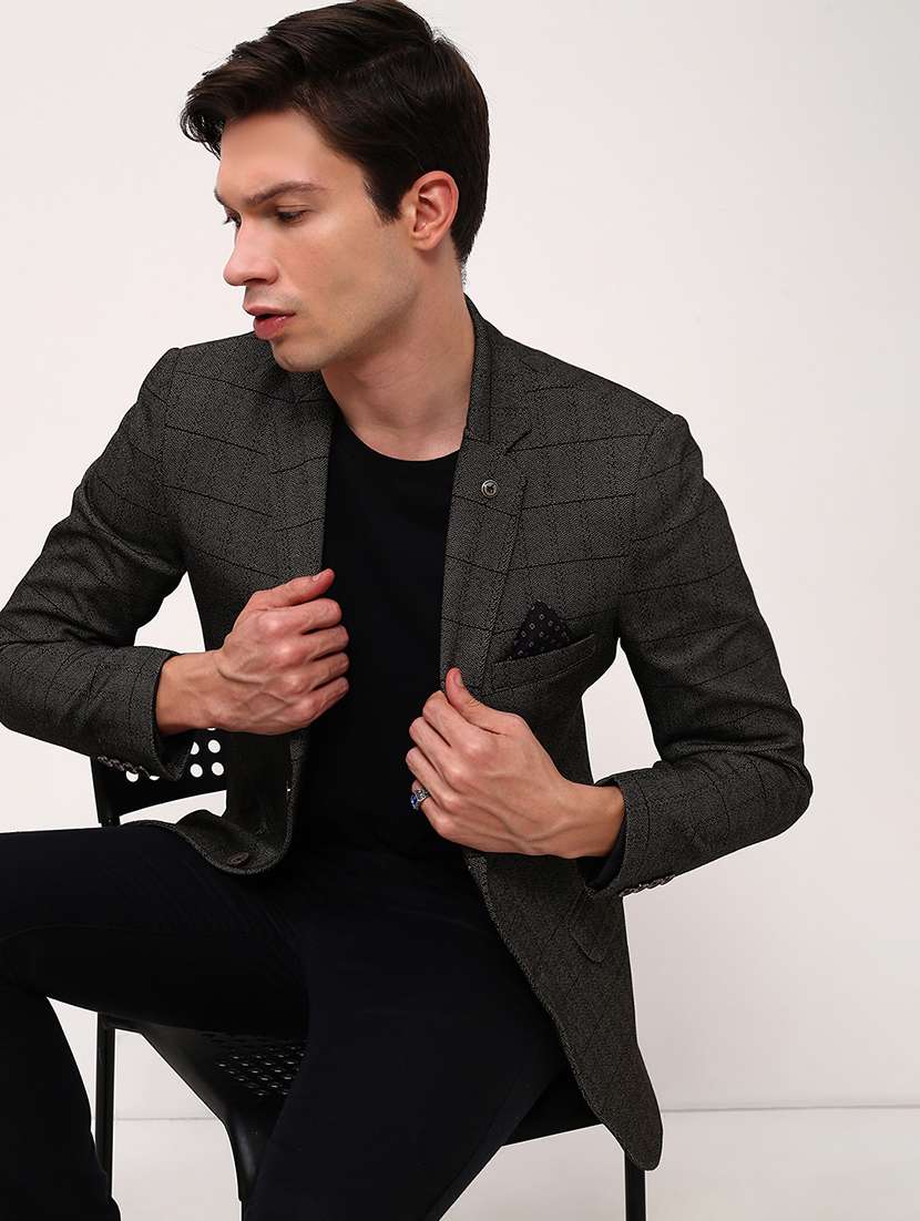 men checks single breasted casual blazer - 21696108 -  Standard Image - 1