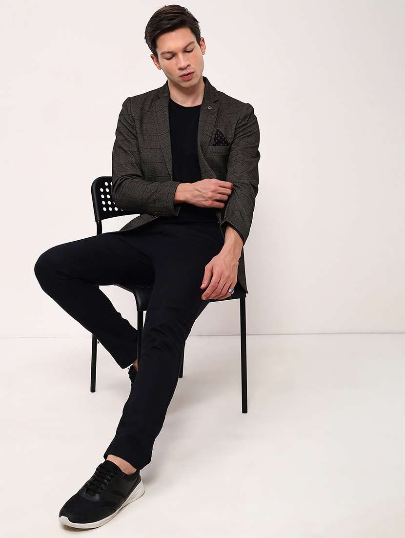 men checks single breasted casual blazer - 21696108 -  Standard Image - 4