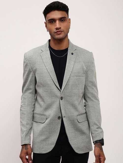 men checks single breasted casual blazer - 21696111 -  Standard Image - 0