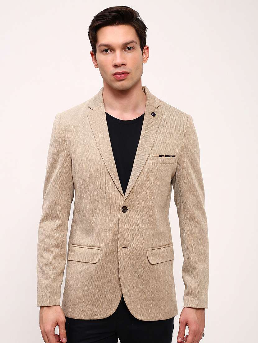men solid single breasted casual blazer
