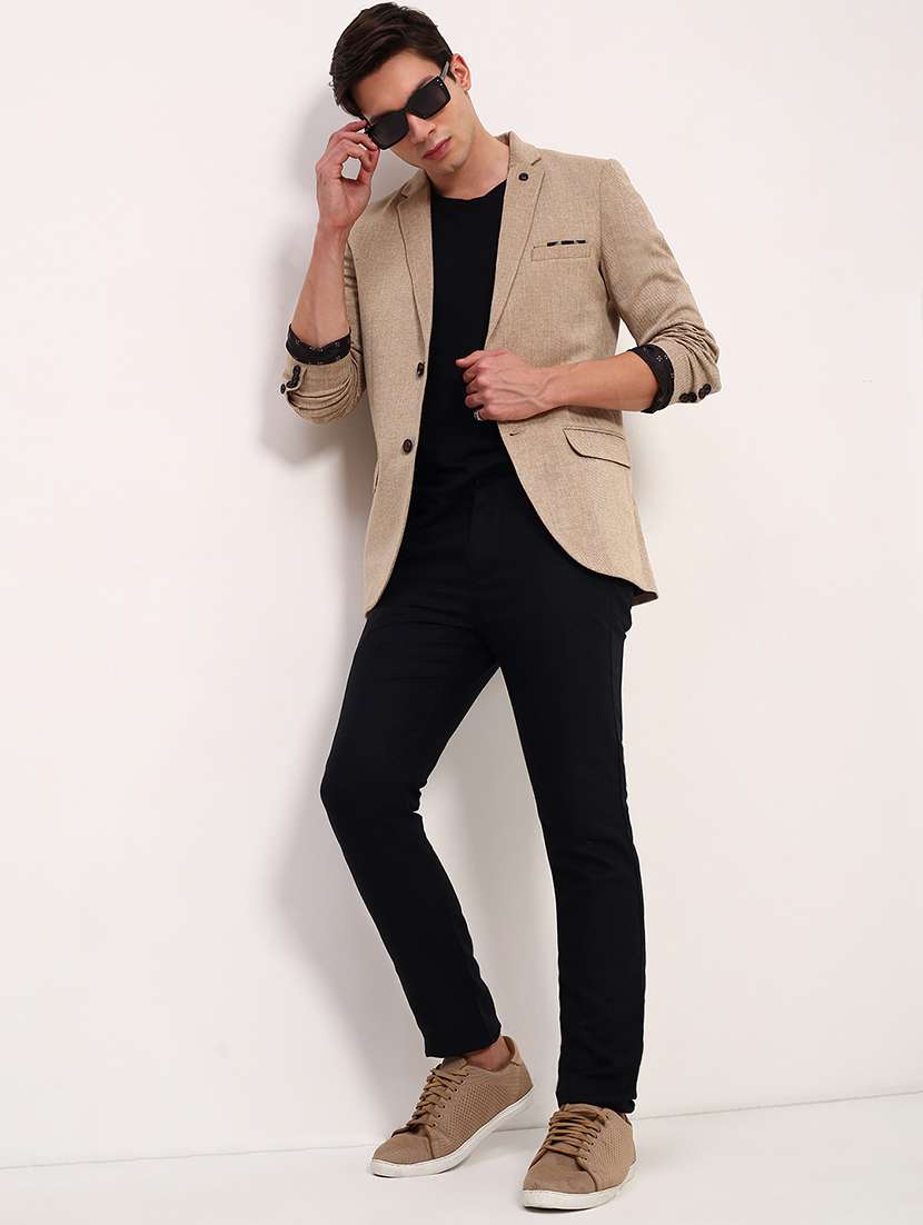 men solid single breasted casual blazer - 21696112 -  Standard Image - 4