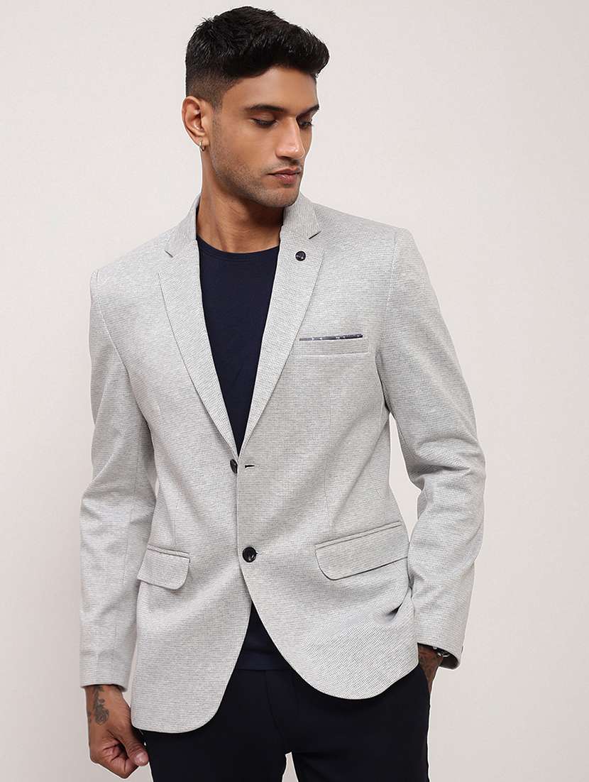 men solid single breasted casual blazer