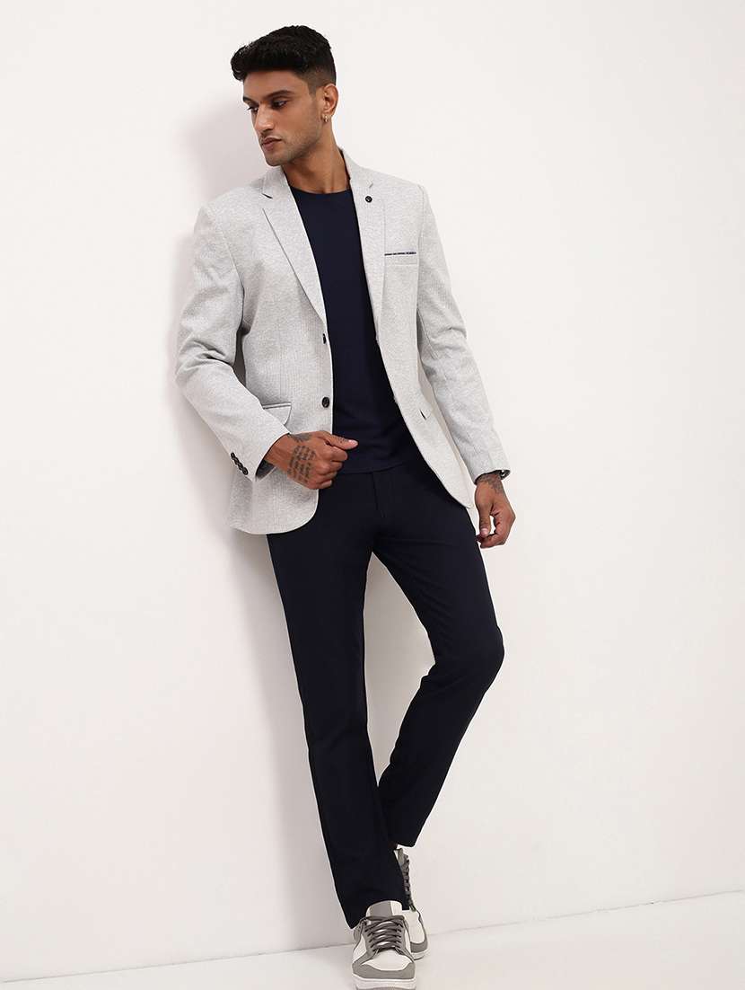 men solid single breasted casual blazer - 21696113 -  Standard Image - 4