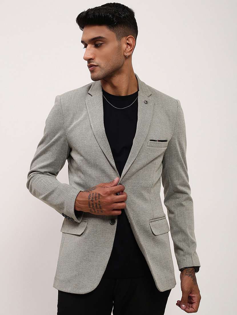 men solid single breasted casual blazer