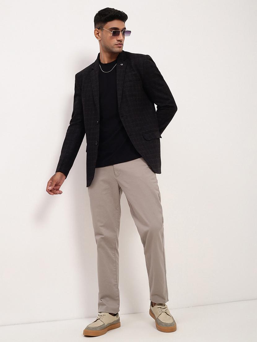 men checks single breasted casual blazer - 21696116 - Standard Image - 4
