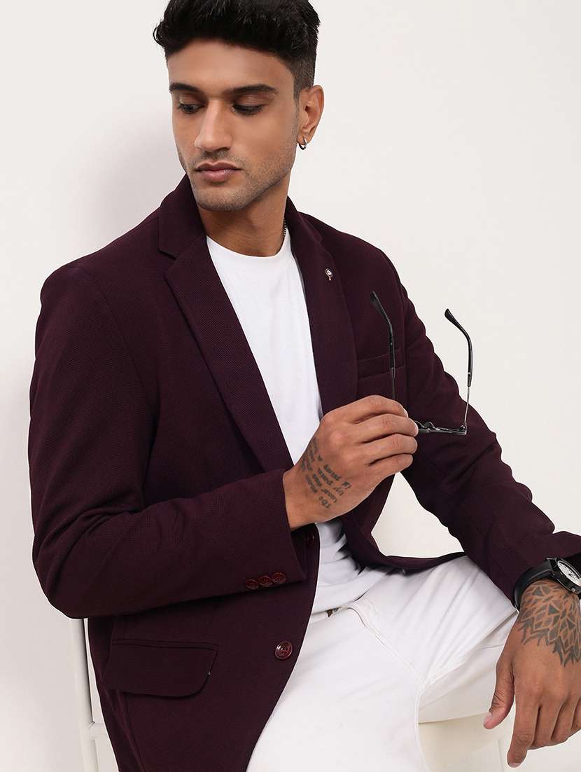 men solid single breasted casual blazer - 21696118 - Standard Image - 1
