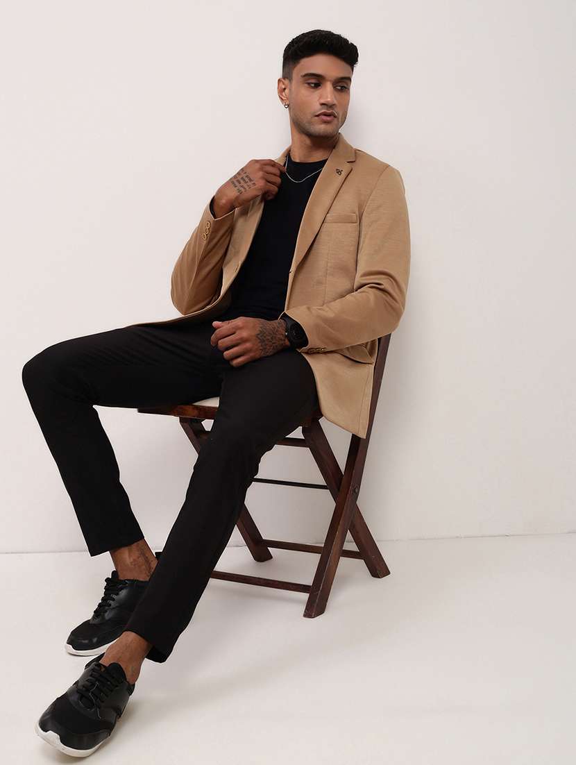 men solid single breasted casual blazer - 21696119 -  Standard Image - 4