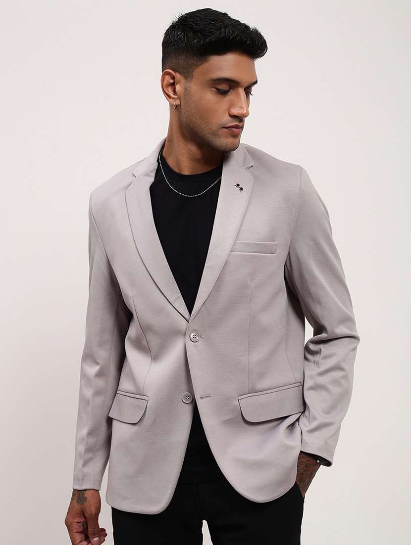 men solid single breasted casual blazer
