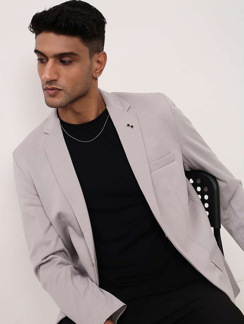 men solid single breasted casual blazer - 21696120 -  Standard Image - 1