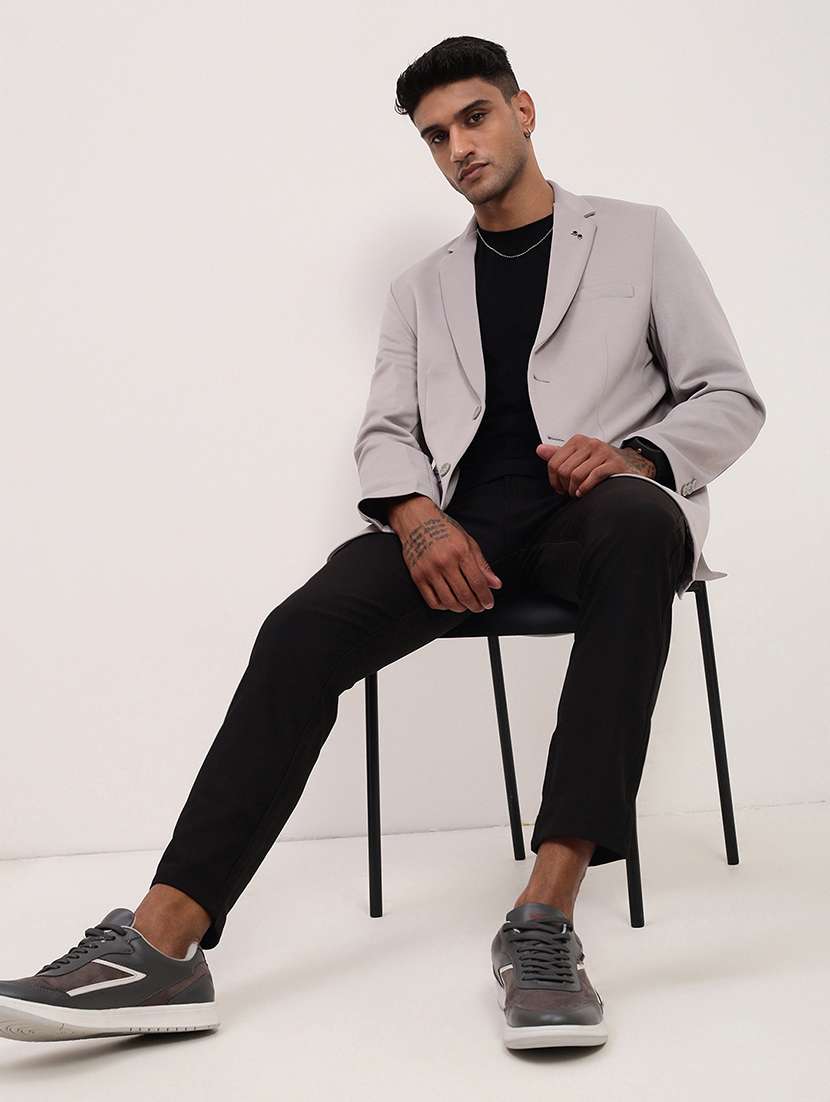 men solid single breasted casual blazer - 21696120 -  Standard Image - 4