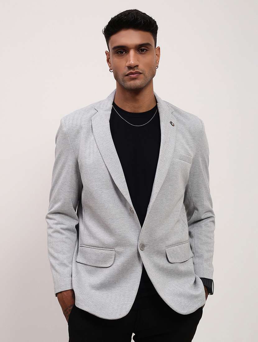 men solid single breasted casual blazer