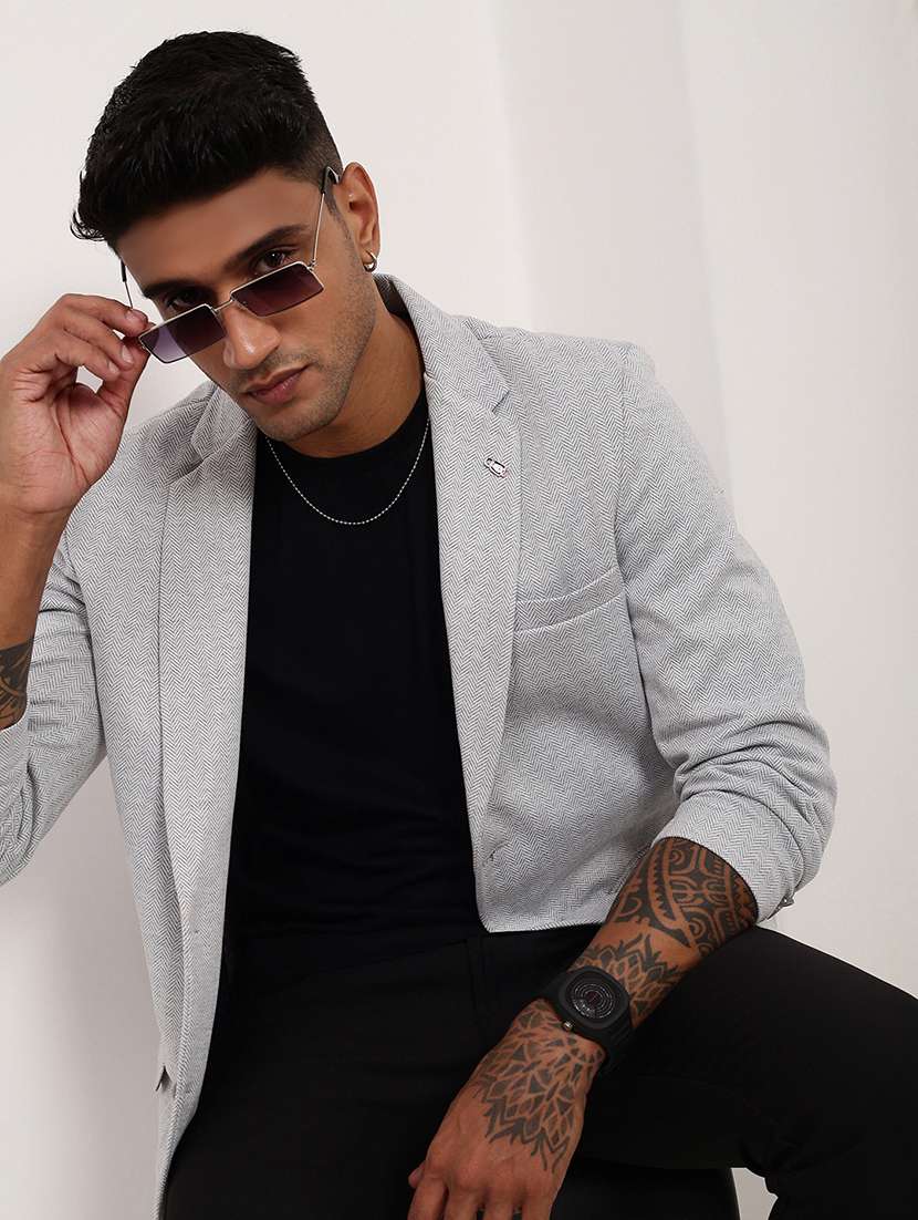 men solid single breasted casual blazer - 21696121 -  Standard Image - 1