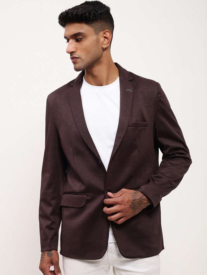 men solid single breasted casual blazer