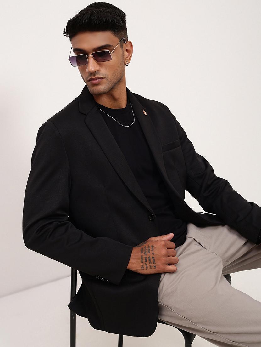men solid single breasted casual blazer - 21696123 - Standard Image - 1