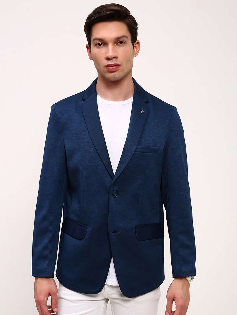 men solid single breasted casual blazer