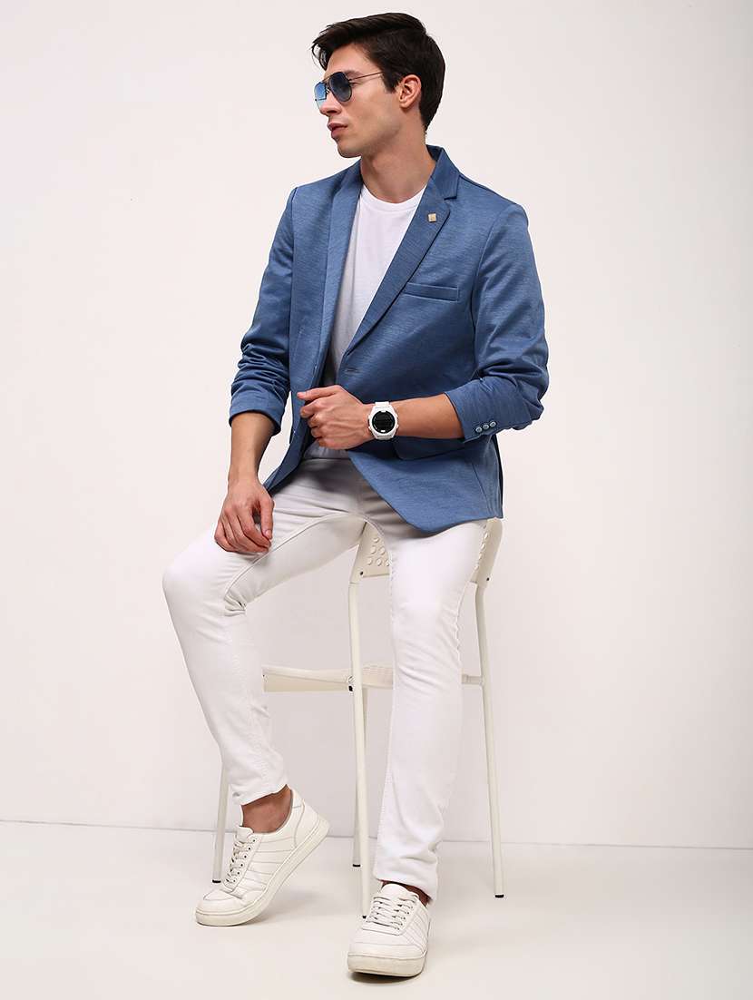 men solid single breasted casual blazer - 21696130 -  Standard Image - 4