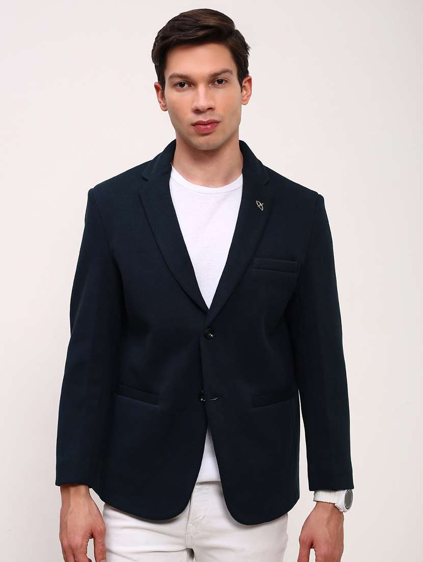 men solid single breasted casual blazer