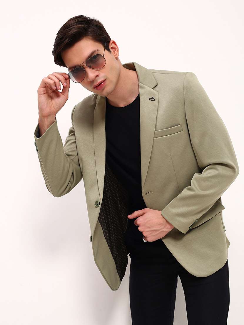 men solid single breasted casual blazer - 21696132 -  Standard Image - 1