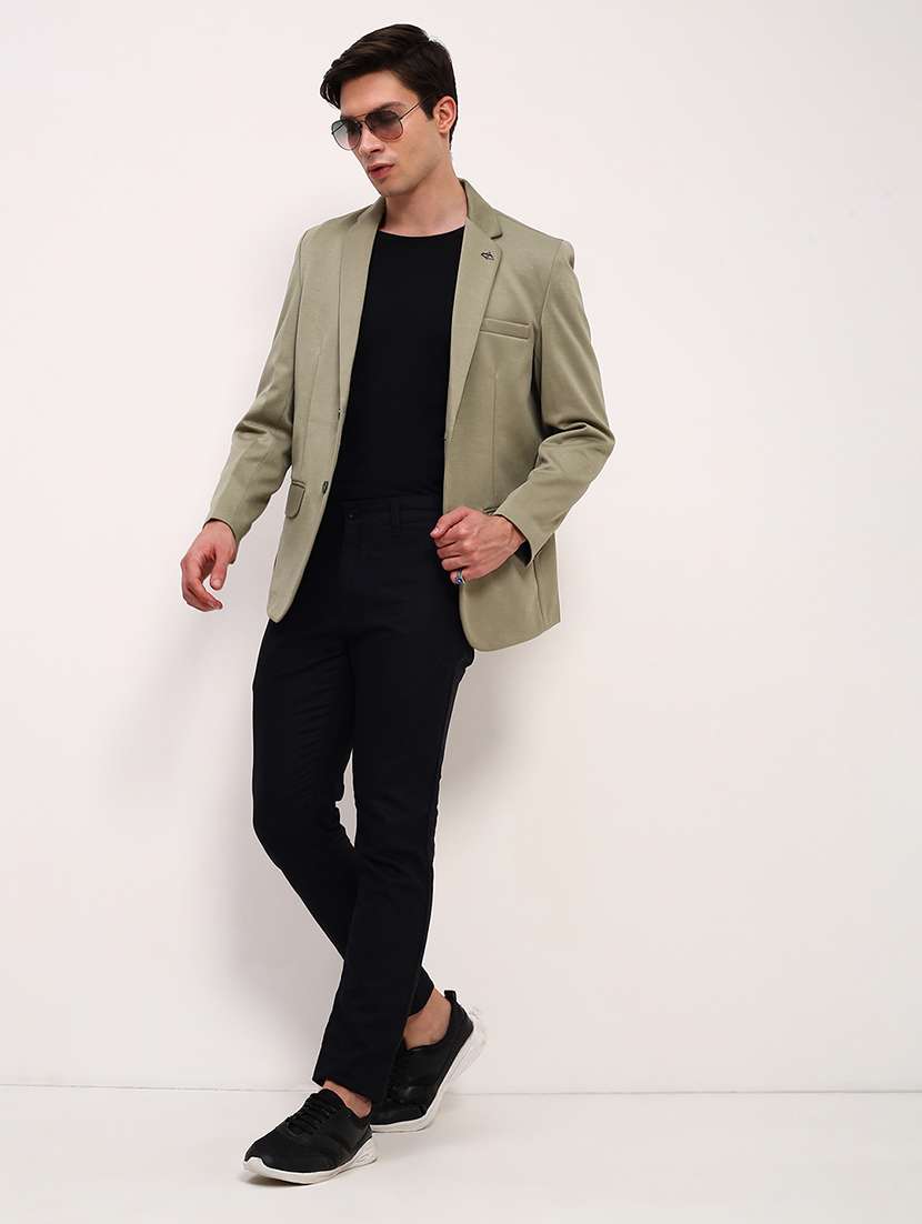 men solid single breasted casual blazer - 21696132 -  Standard Image - 4