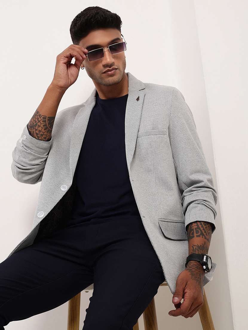 men solid single breasted casual blazer - 21696135 -  Standard Image - 1