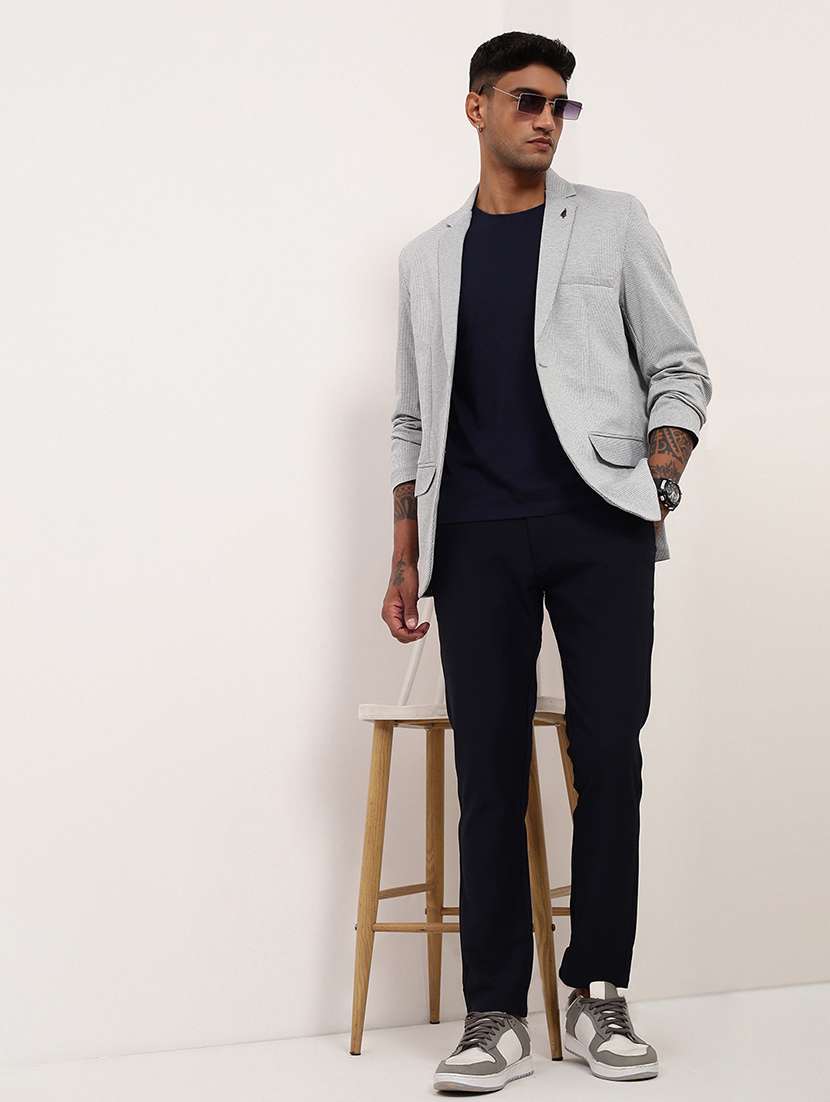 men solid single breasted casual blazer - 21696135 -  Standard Image - 4