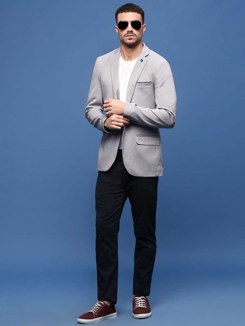 men solid single breasted casual blazer - 21696137 -  Standard Image - 4